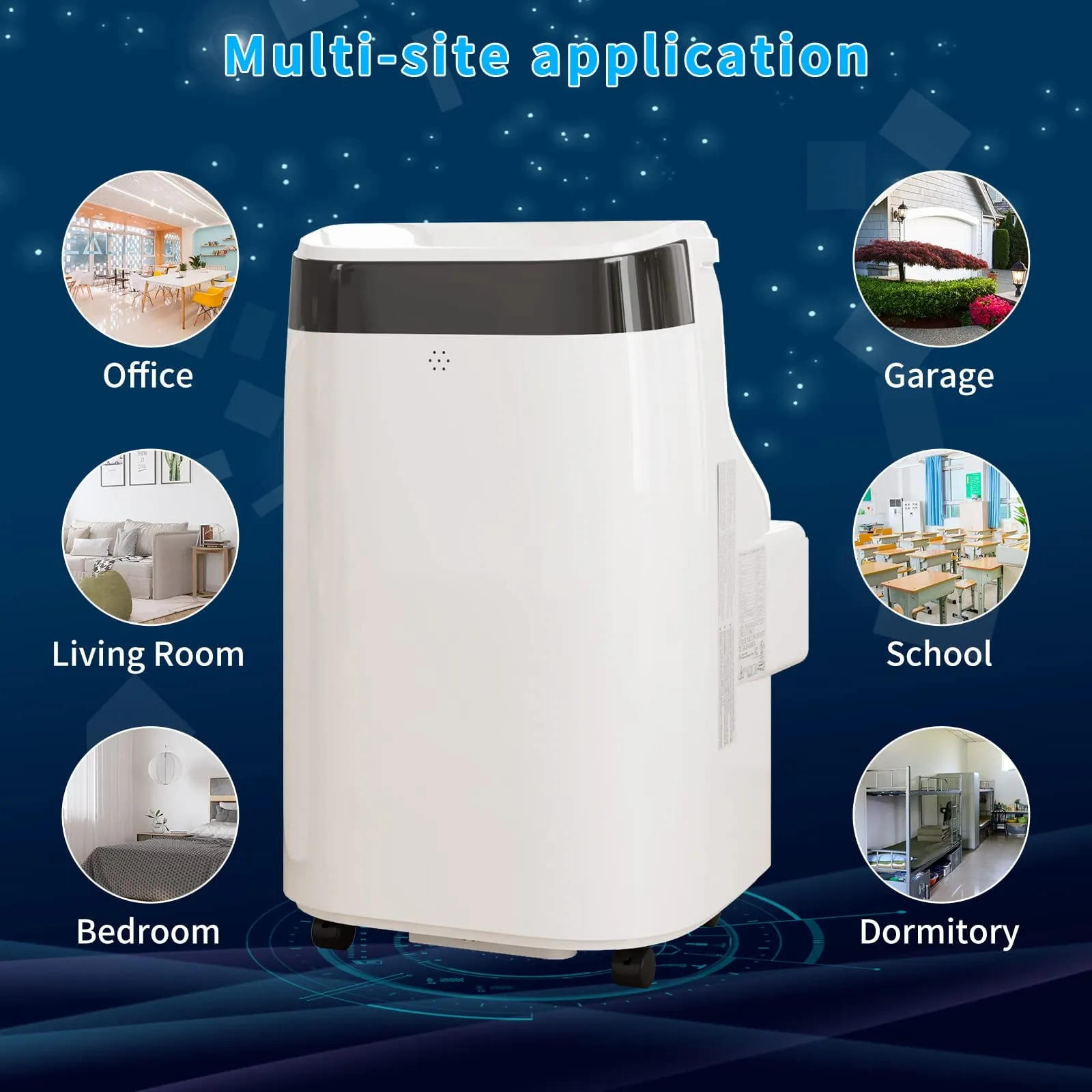 12000 BTU Portable Air Conditioner, Upright Fast Cooling Fun for Rooms 500 - 550 Sq. Ft, 3 in 1 Floor AC Unit with Wheels and Remote Control for Bedroom Office