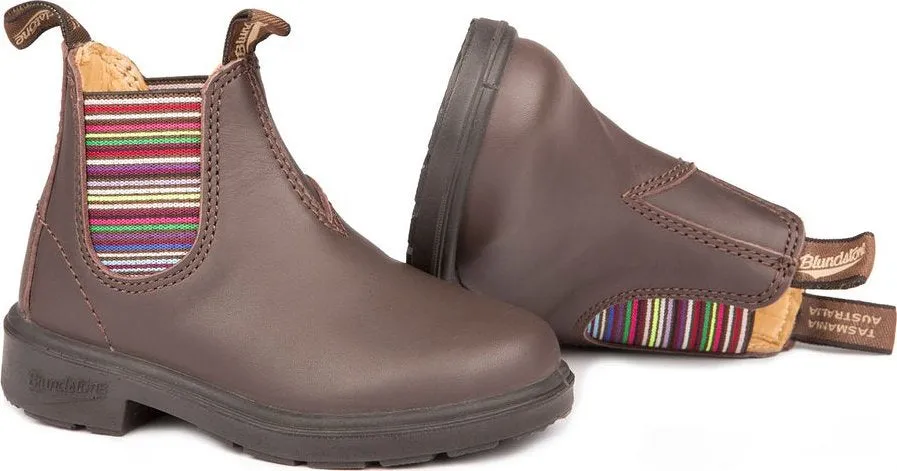 1413 - Brown Striped Elastic - Kids|-|Bottes 1413 -Brunes avec bande élastique rayée - Enfant