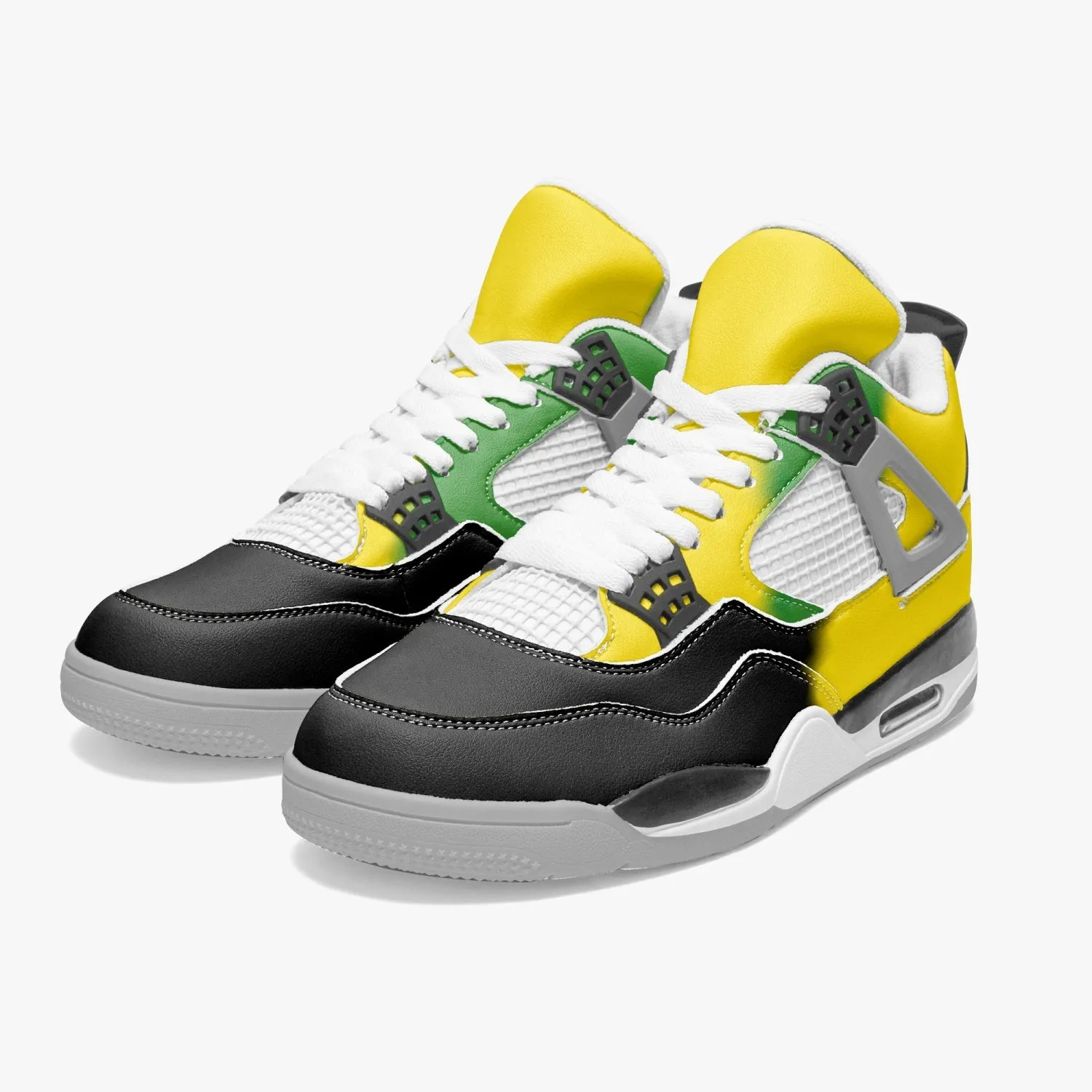 699. Rachvid Jamaican AJ4 Basketball Sneakers -Grey Sole