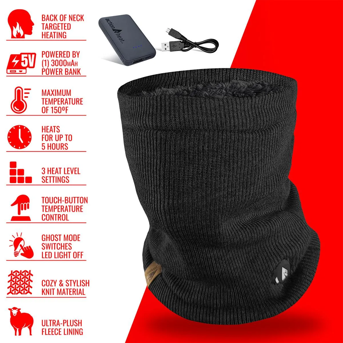 ActionHeat 5V Battery Heated Knit Hat & Gaiter Bundle