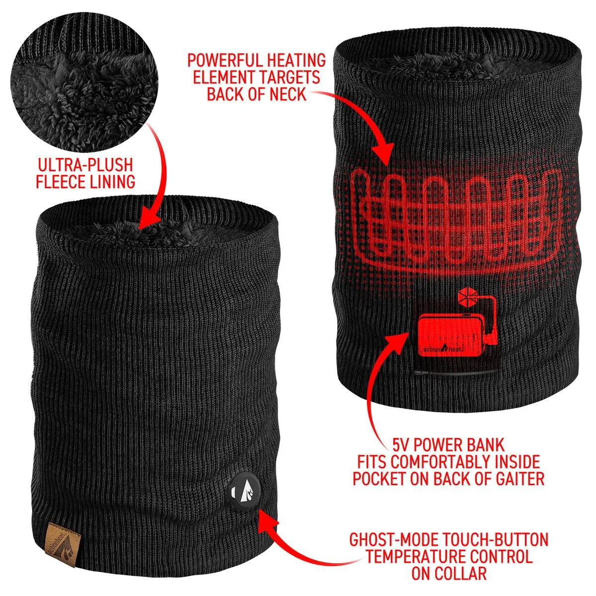 ActionHeat 5V Battery Heated Knit Hat & Gaiter Bundle