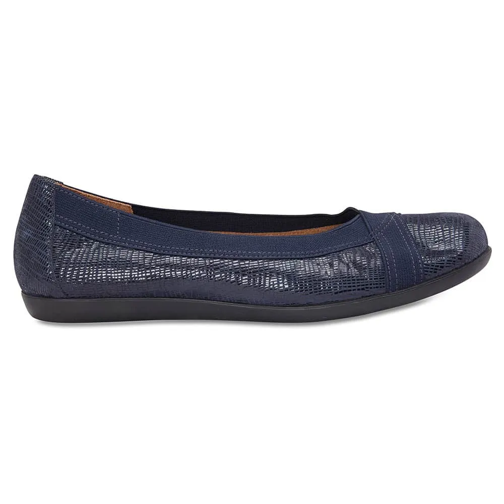 Amanda Flat in Navy Leather