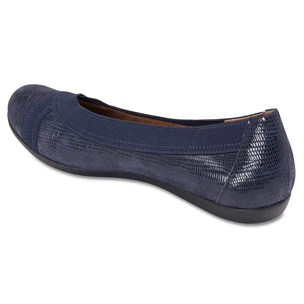 Amanda Flat in Navy Leather