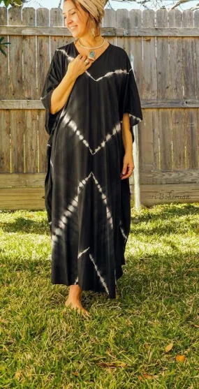 Black and White Hand Dyed Kaftan