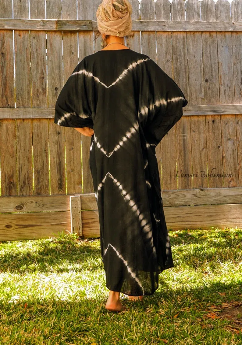 Black and White Hand Dyed Kaftan