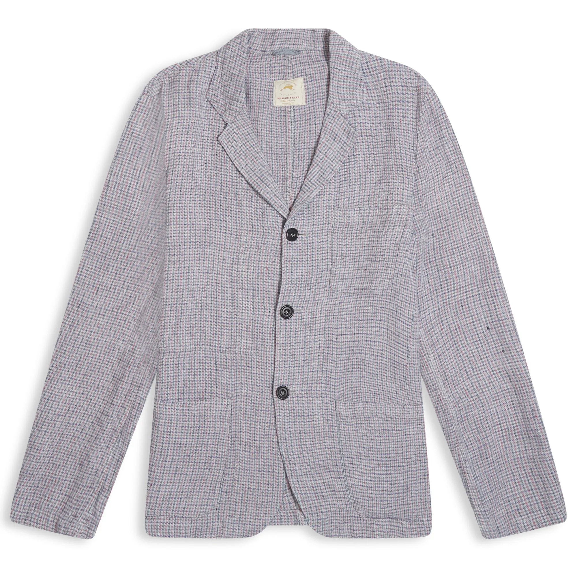 Burrows & Hare Houndstooth Linen Blazer - Pink/Grey