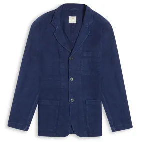 Burrows & Hare Linen Crosshatch Blazer - Navy