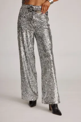 California Dreaming Silver Sequin Trousers