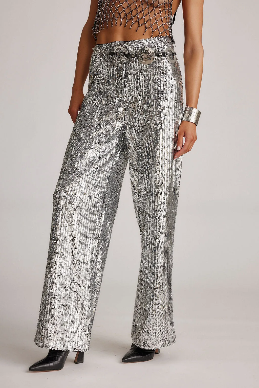 California Dreaming Silver Sequin Trousers