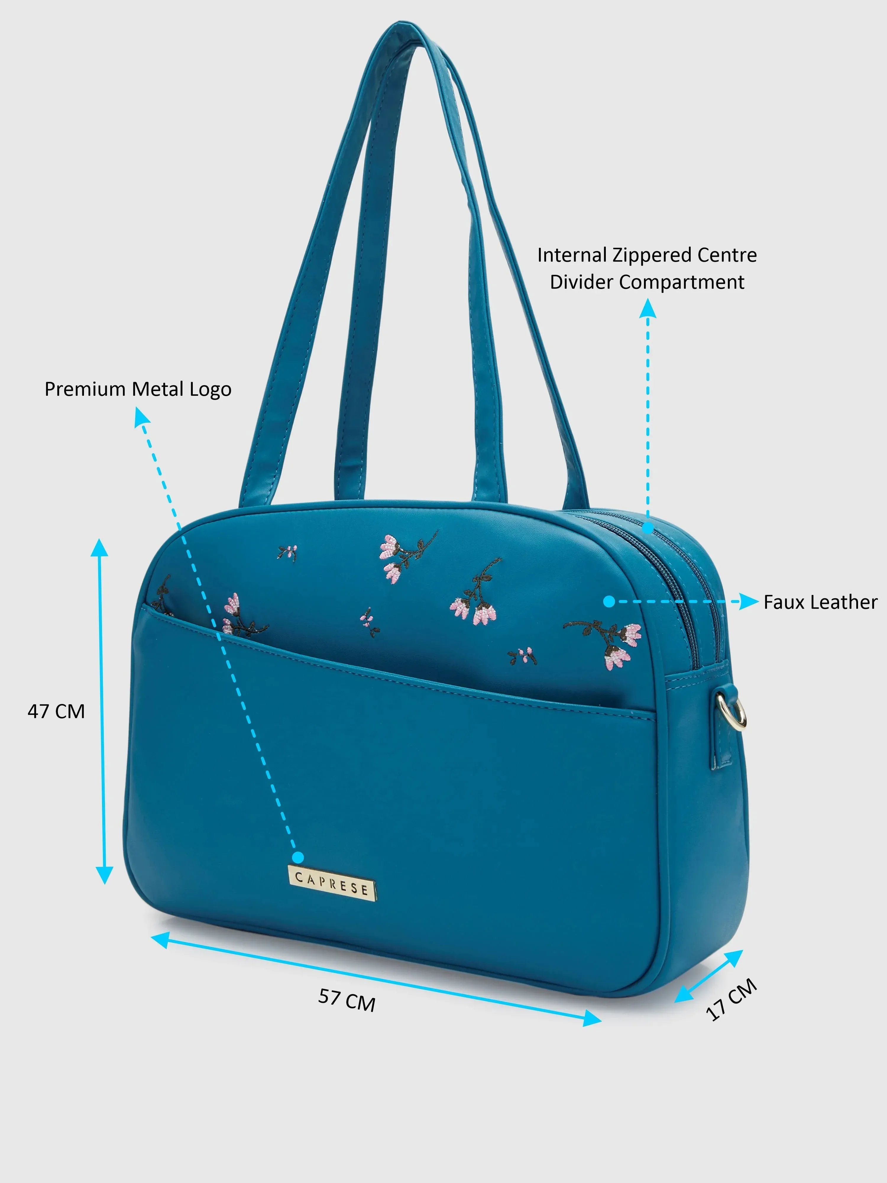 Caprese Adah Satchel Large Teal