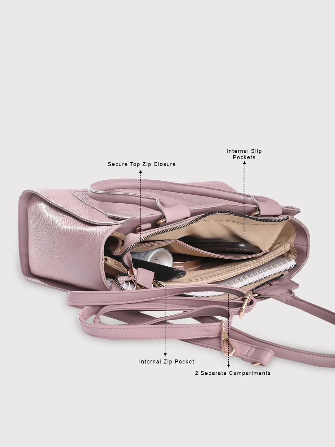 Caprese Dakota Satchel Large Mauve