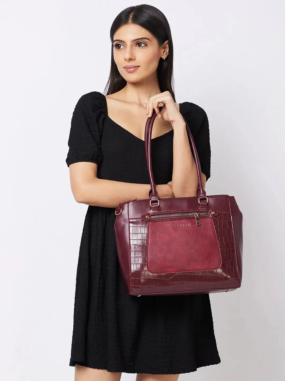 Caprese Gigi Satchel Large Bordeaux