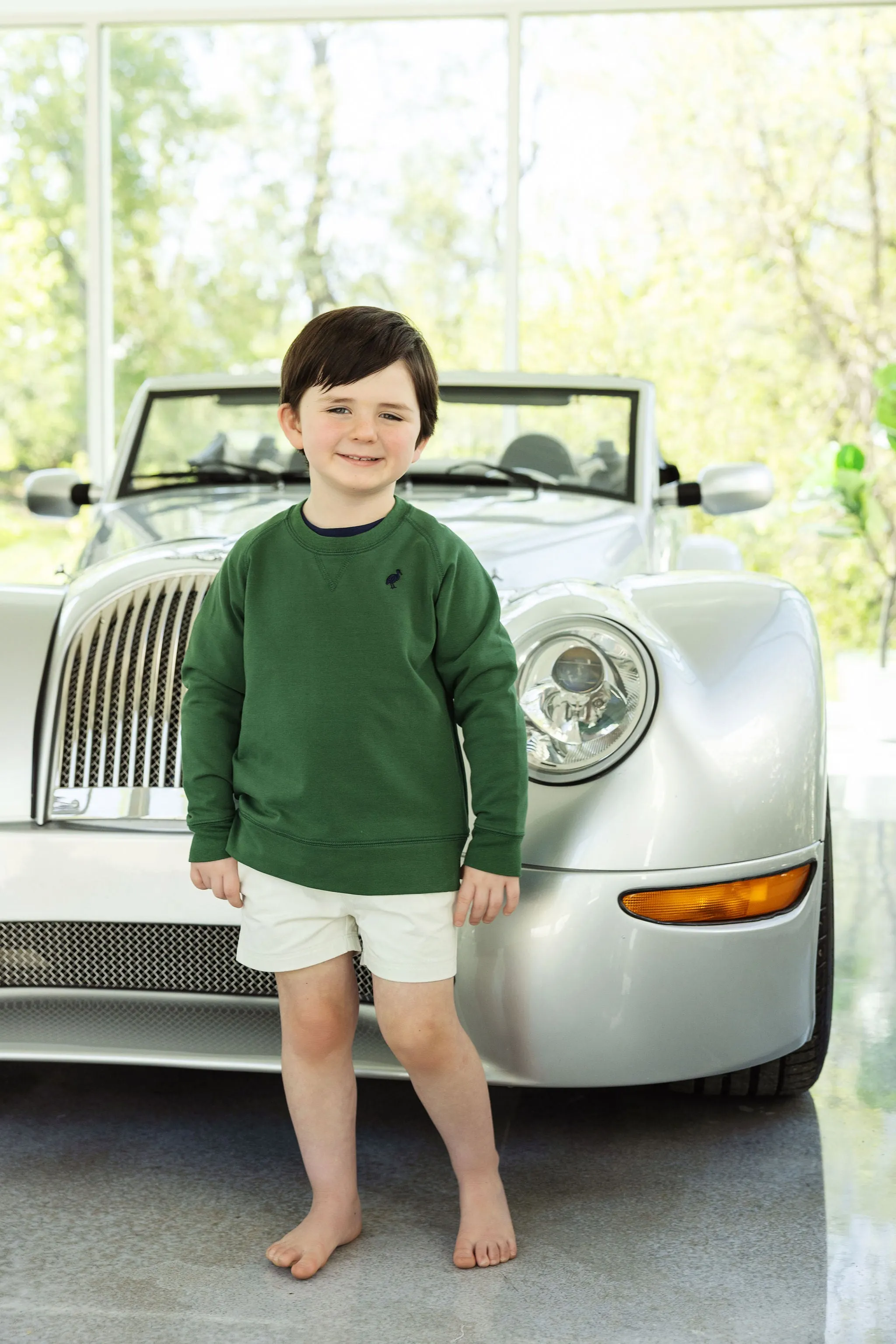 Cassidy Comfy Crewneck - Grier Green with Nantucket Navy Stork