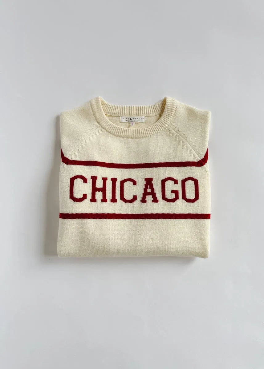 Chicago Varsity Stripe Sweater - Scarlet