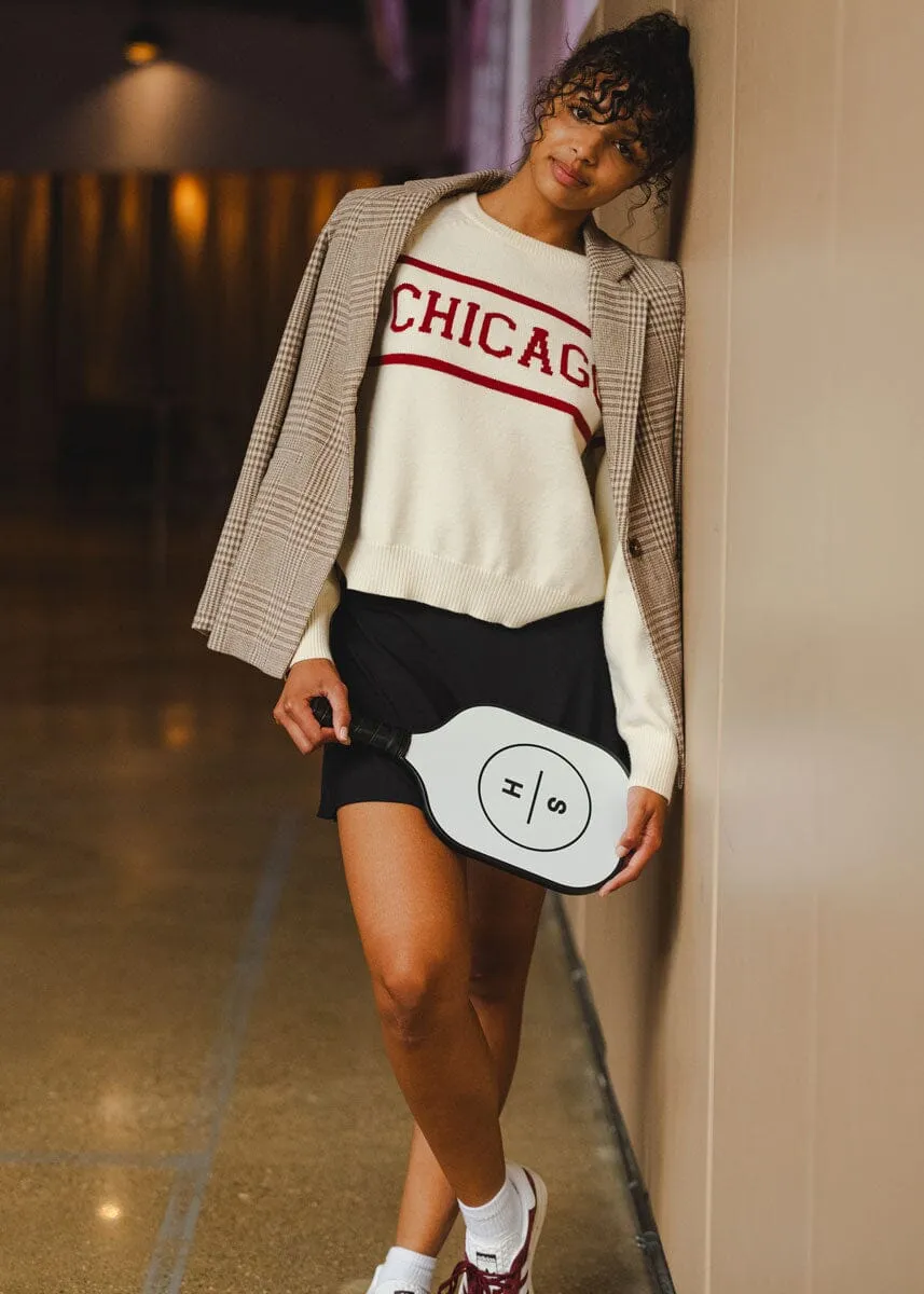 Chicago Varsity Stripe Sweater - Scarlet