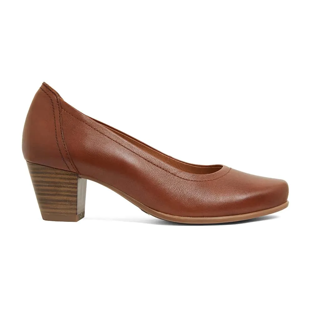 Cyrus Heel in Cognac Leather