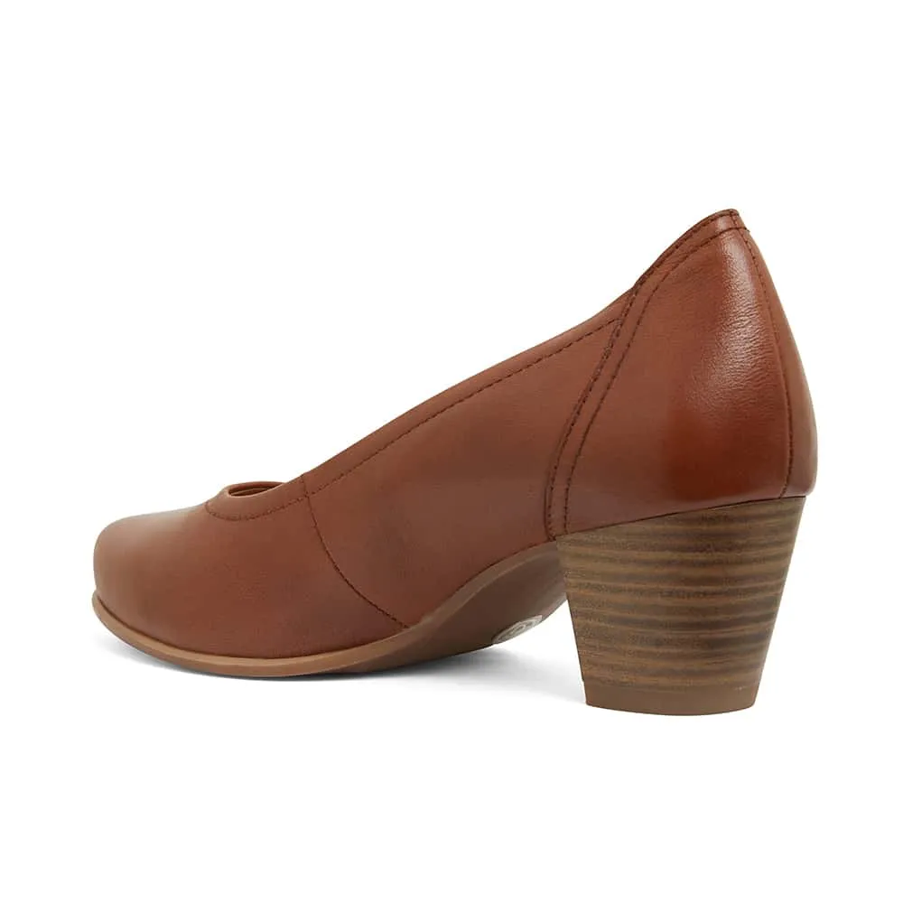 Cyrus Heel in Cognac Leather