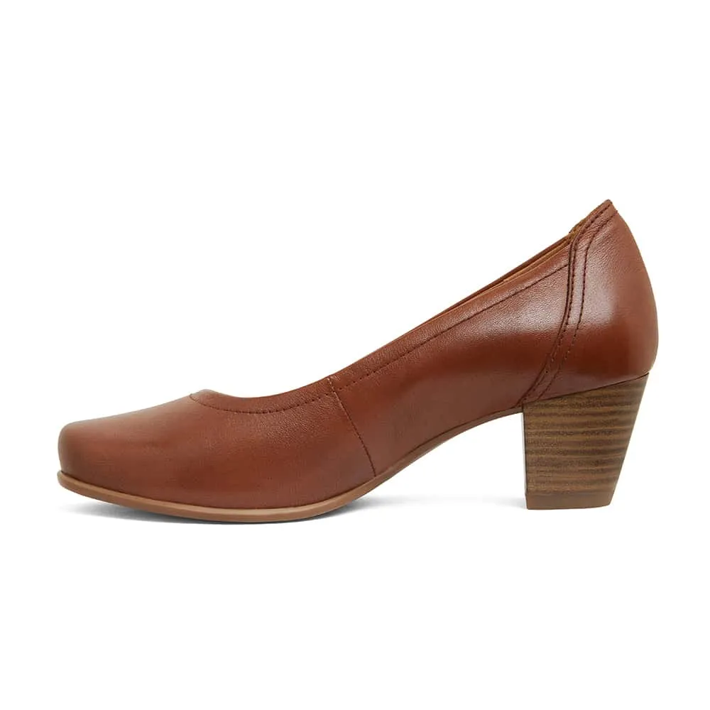 Cyrus Heel in Cognac Leather