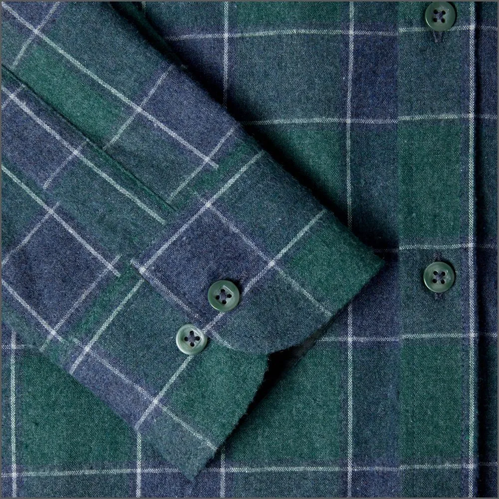 Drifter Ivano Green & Navy Checked Shirt^