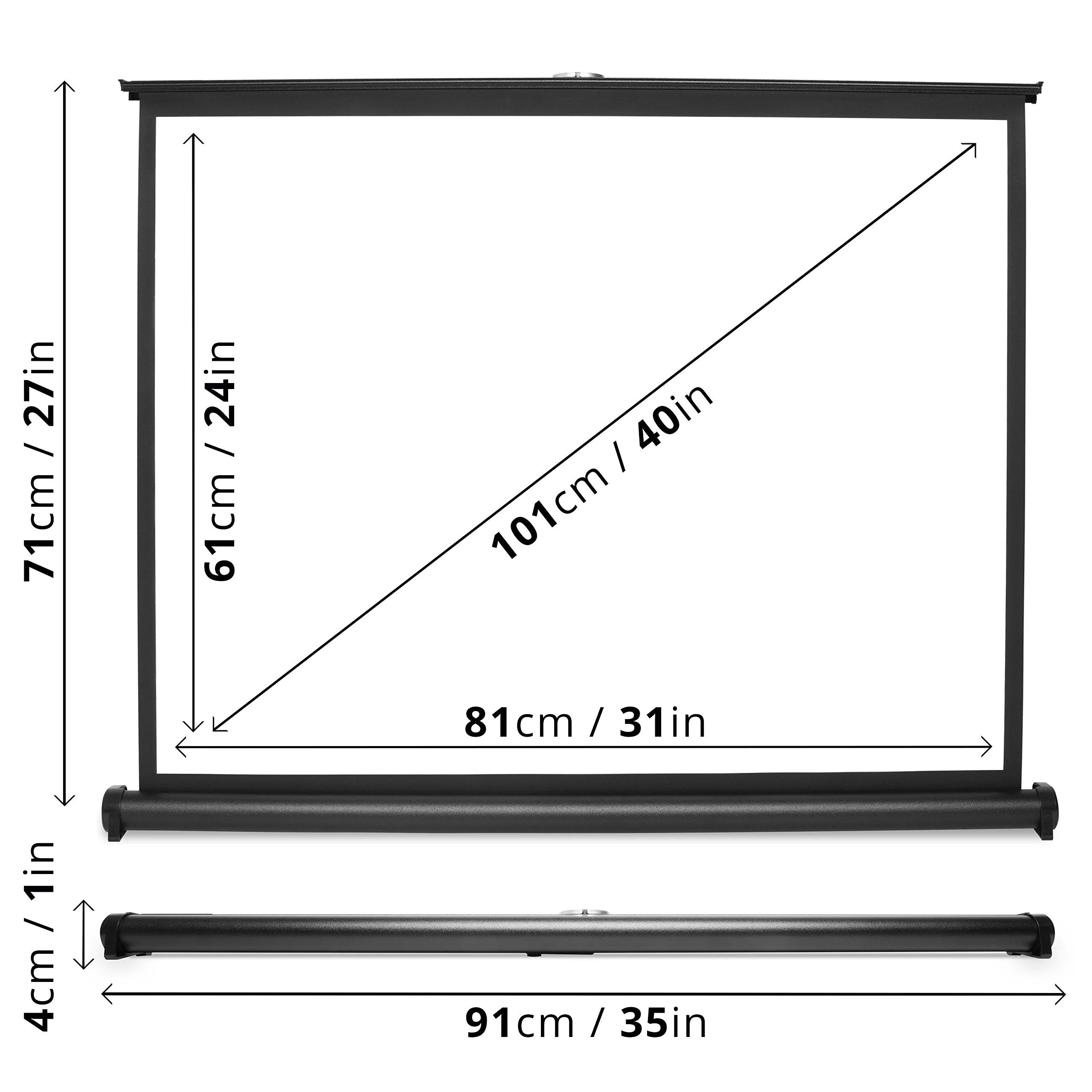 Duronic Projector Screen DPS40/43, Portable 40” Desktop Projection Screen for School Home Theatre, Table-Top projector screen with 4:3 Ratio