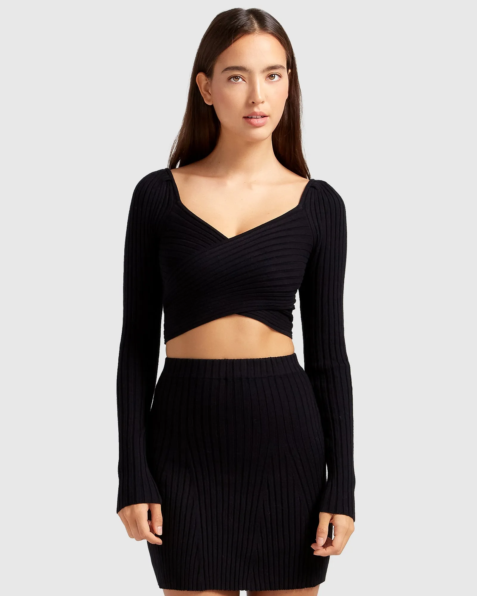 Forget Me Not Knit Crop - Black