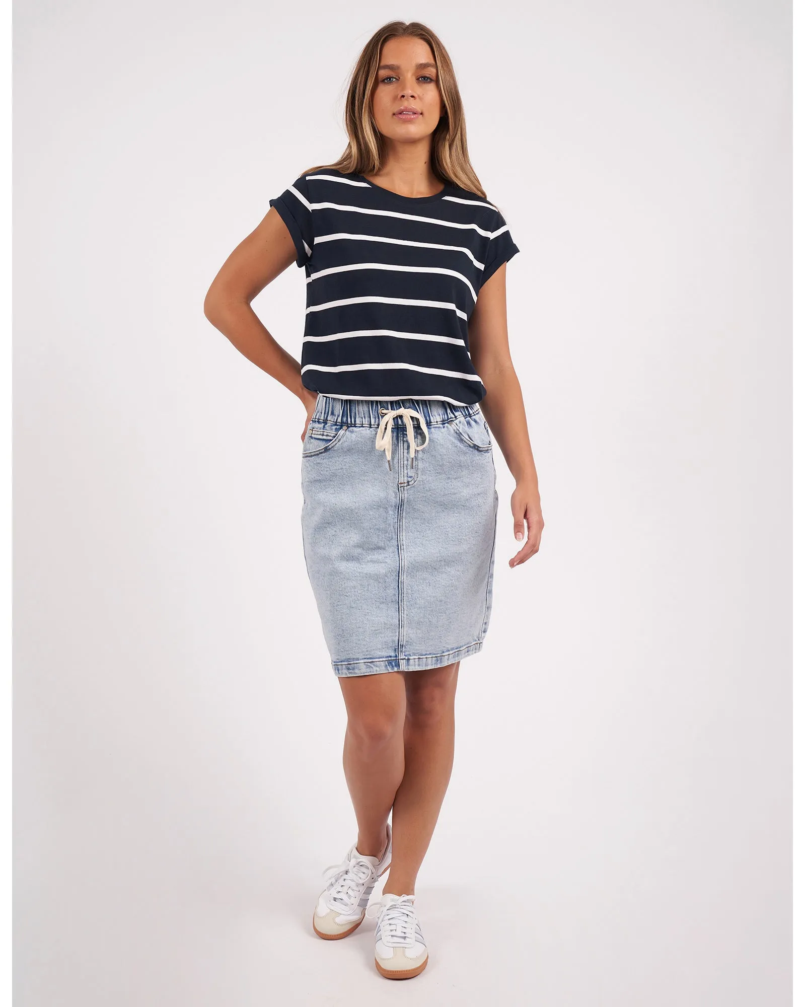 Foxwood Manly Stripe Tee - Navy with White Stripe