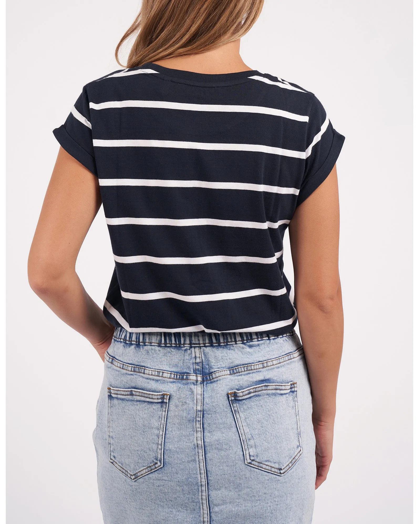 Foxwood Manly Stripe Tee - Navy with White Stripe