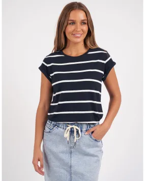 Foxwood Manly Stripe Tee - Navy with White Stripe