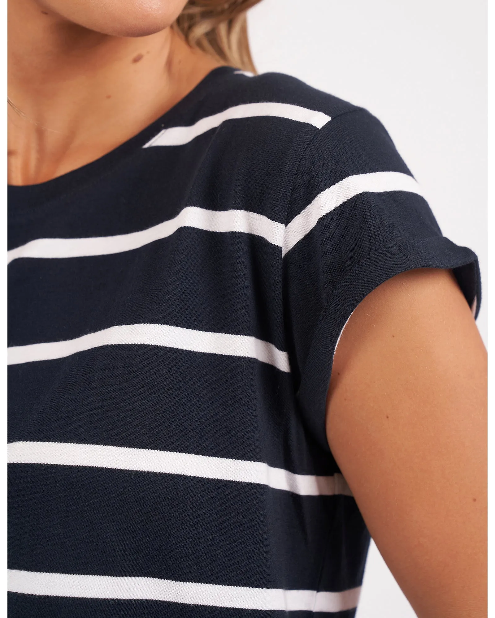 Foxwood Manly Stripe Tee - Navy with White Stripe