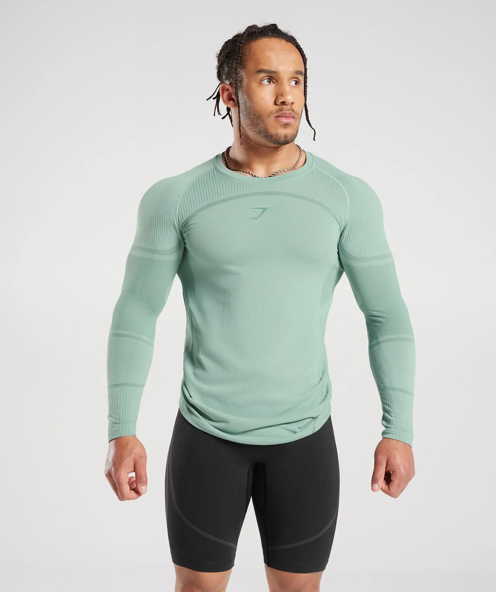 Gymshark 315 Seamless Long Sleeve T-Shirt - Frost Teal/Ink Teal