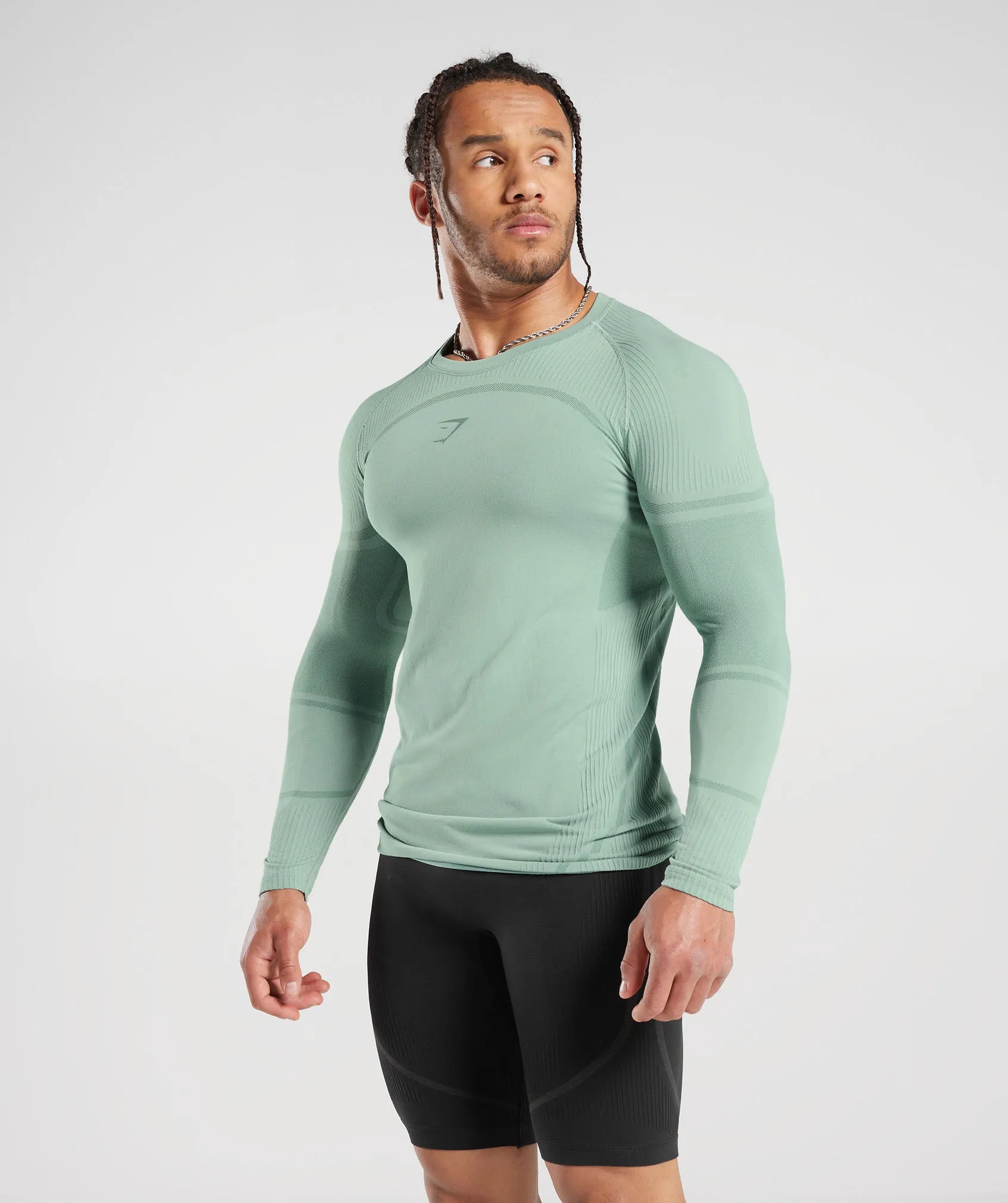 Gymshark 315 Seamless Long Sleeve T-Shirt - Frost Teal/Ink Teal