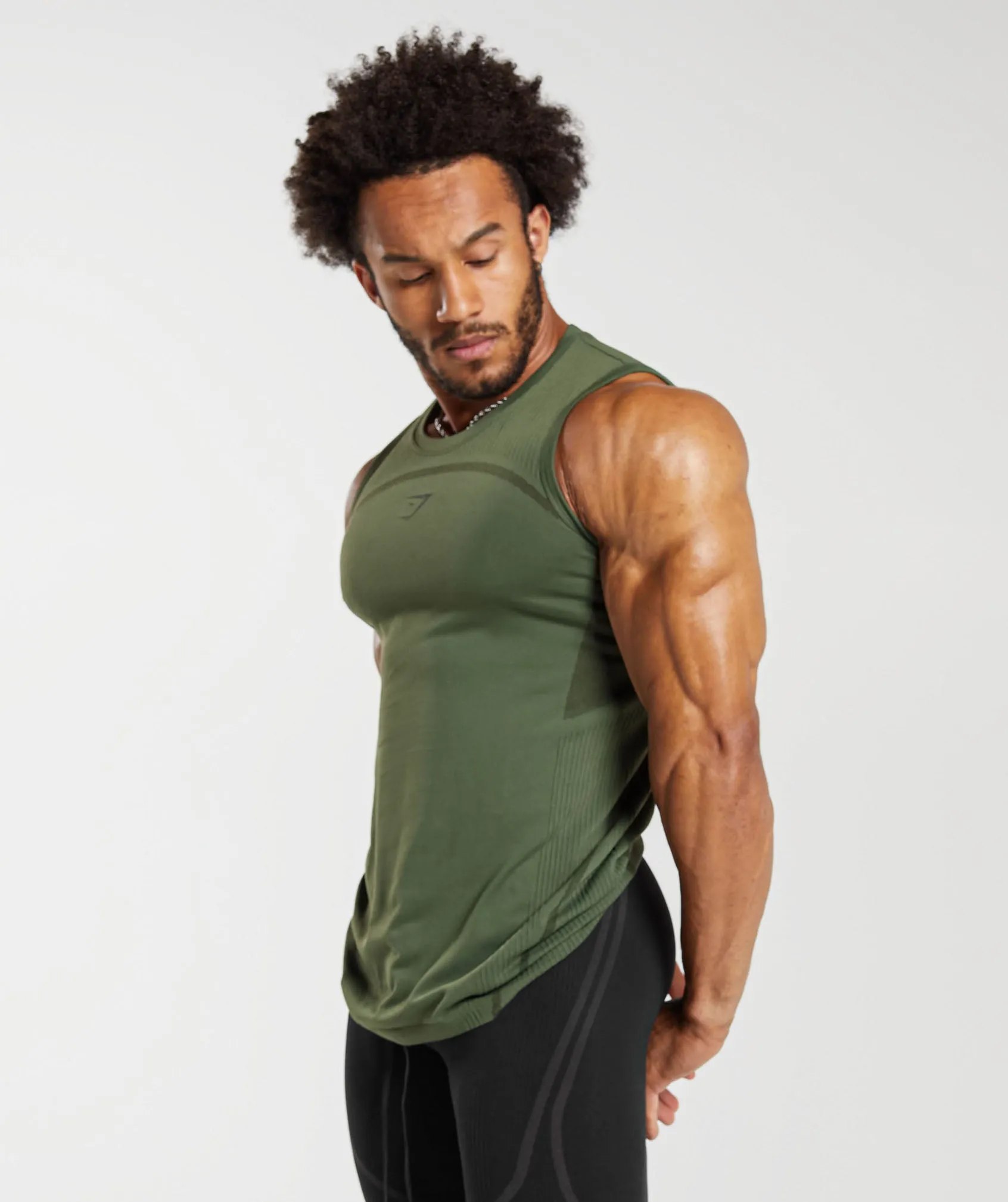 Gymshark 315 Seamless Tank - Core Olive/Deep Olive Green