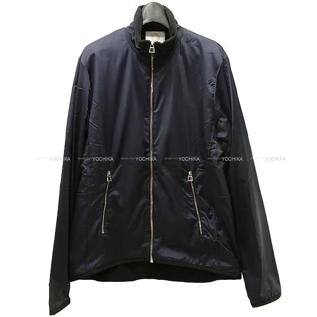 HERMES Blouson Mens Zip up warm‐up #L Navy/Noir (Black) 92% nylon/8% polyester L Silver HW[BRAND NEW][Authentic]