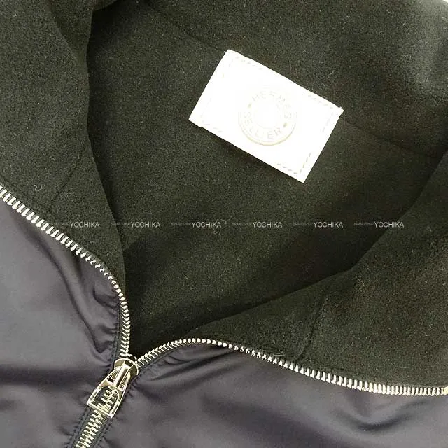 HERMES Blouson Mens Zip up warm‐up #L Navy/Noir (Black) 92% nylon/8% polyester L Silver HW[BRAND NEW][Authentic]