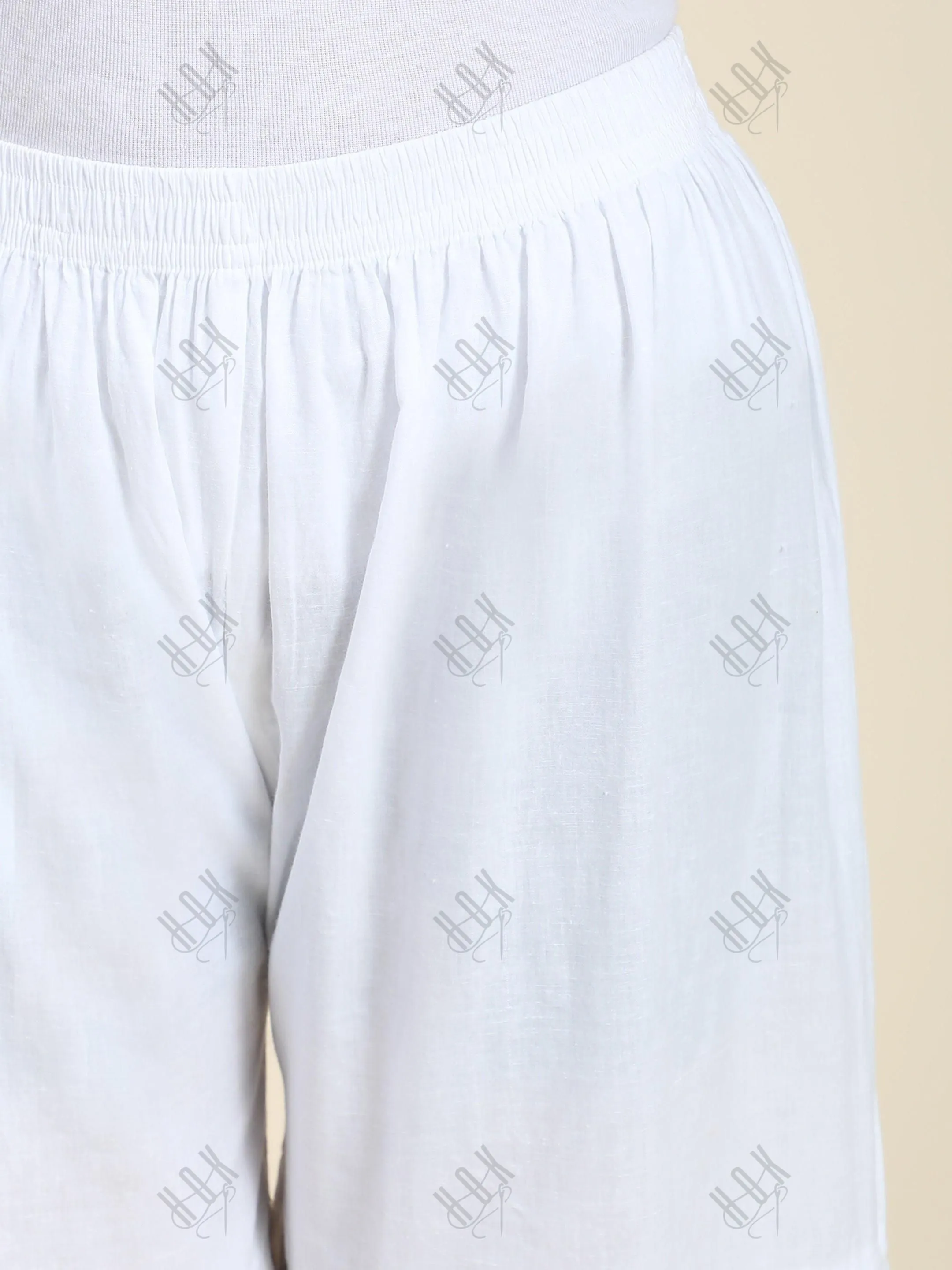 HOK Chikankari Cotton White Pant Garara