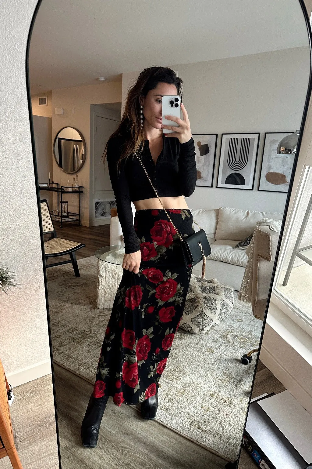 Julia Red Rose Mesh Maxi Skirt