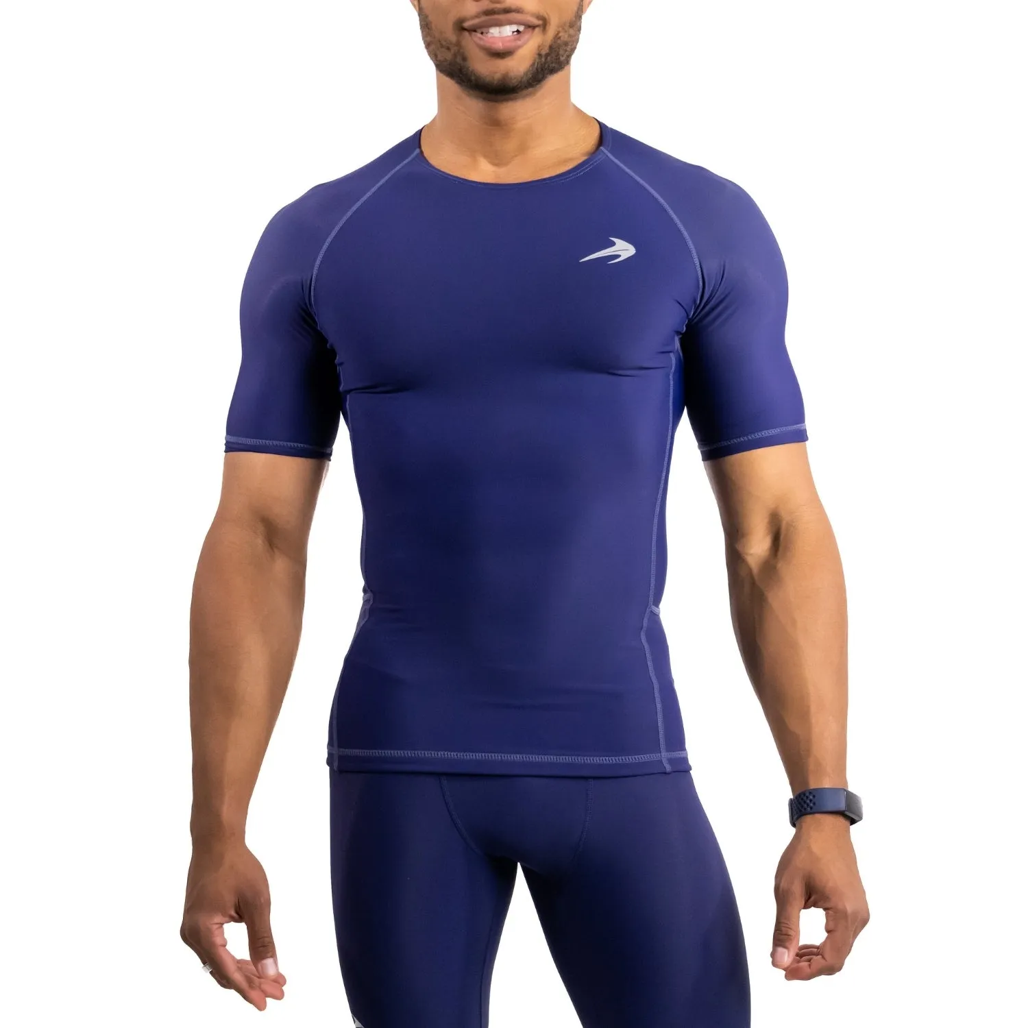 Men's Compression Short Sleeve Shirt - Navy Blue