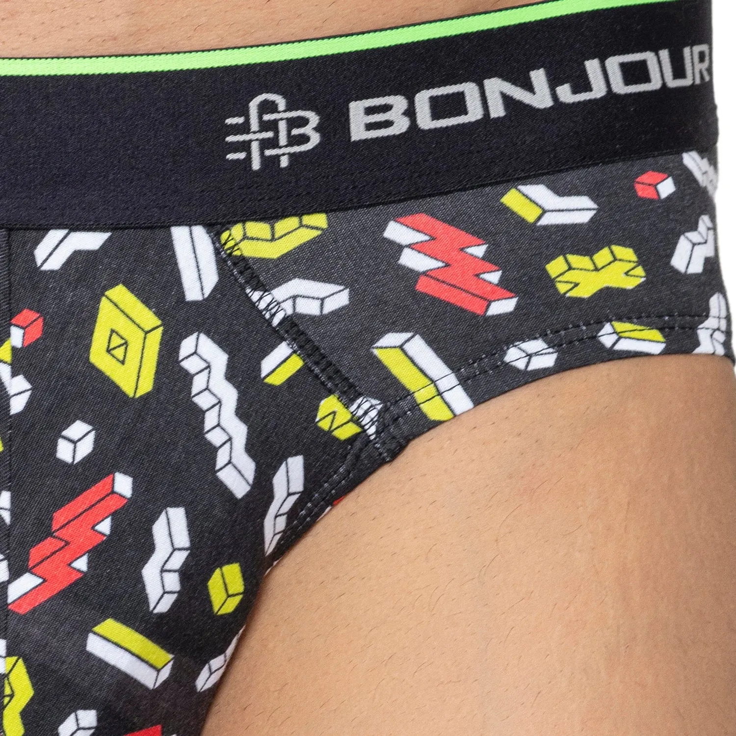 Men's Multicolor Supersoft Printed Modal Cotton Briefs - Single Pack| Black