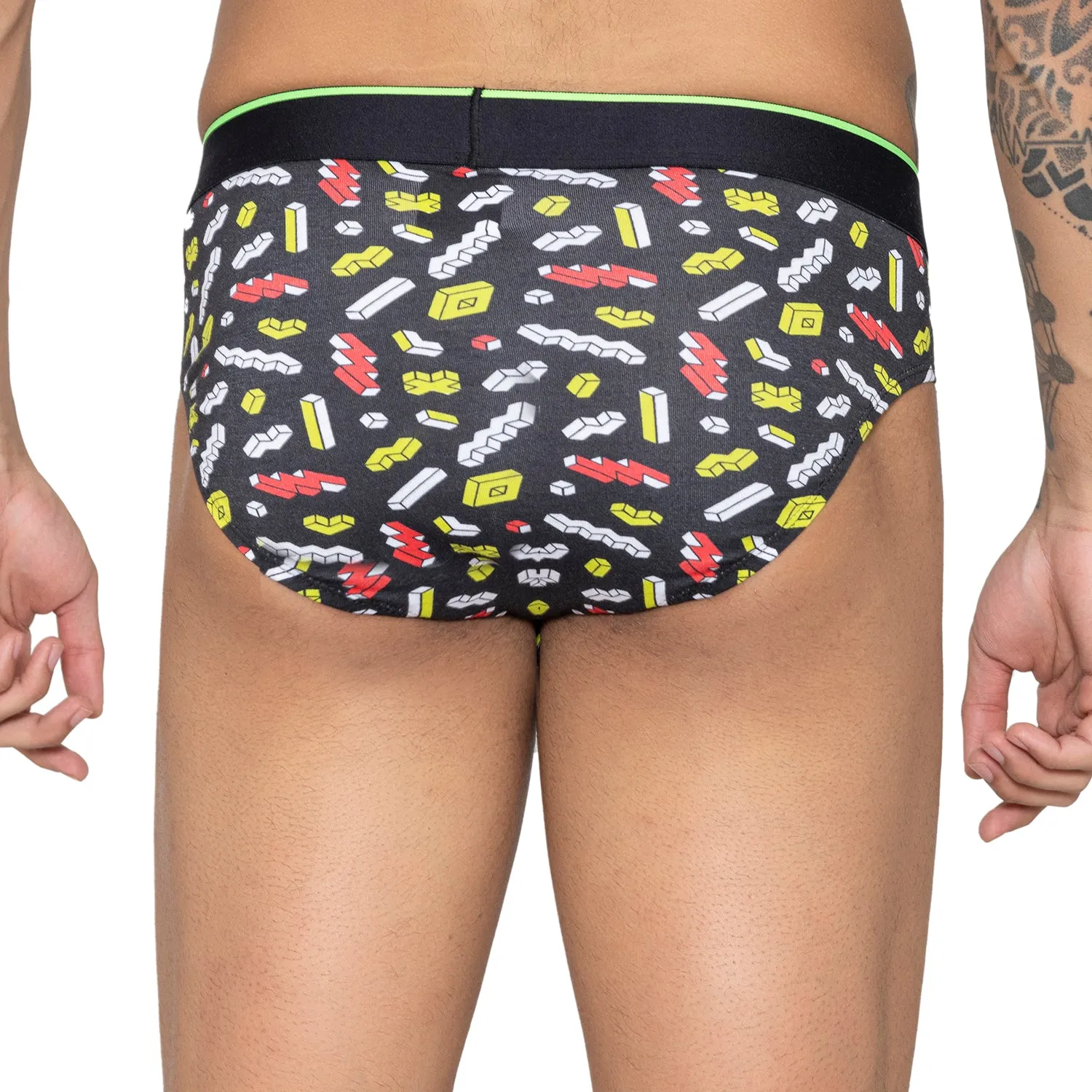 Men's Multicolor Supersoft Printed Modal Cotton Briefs - Single Pack| Black