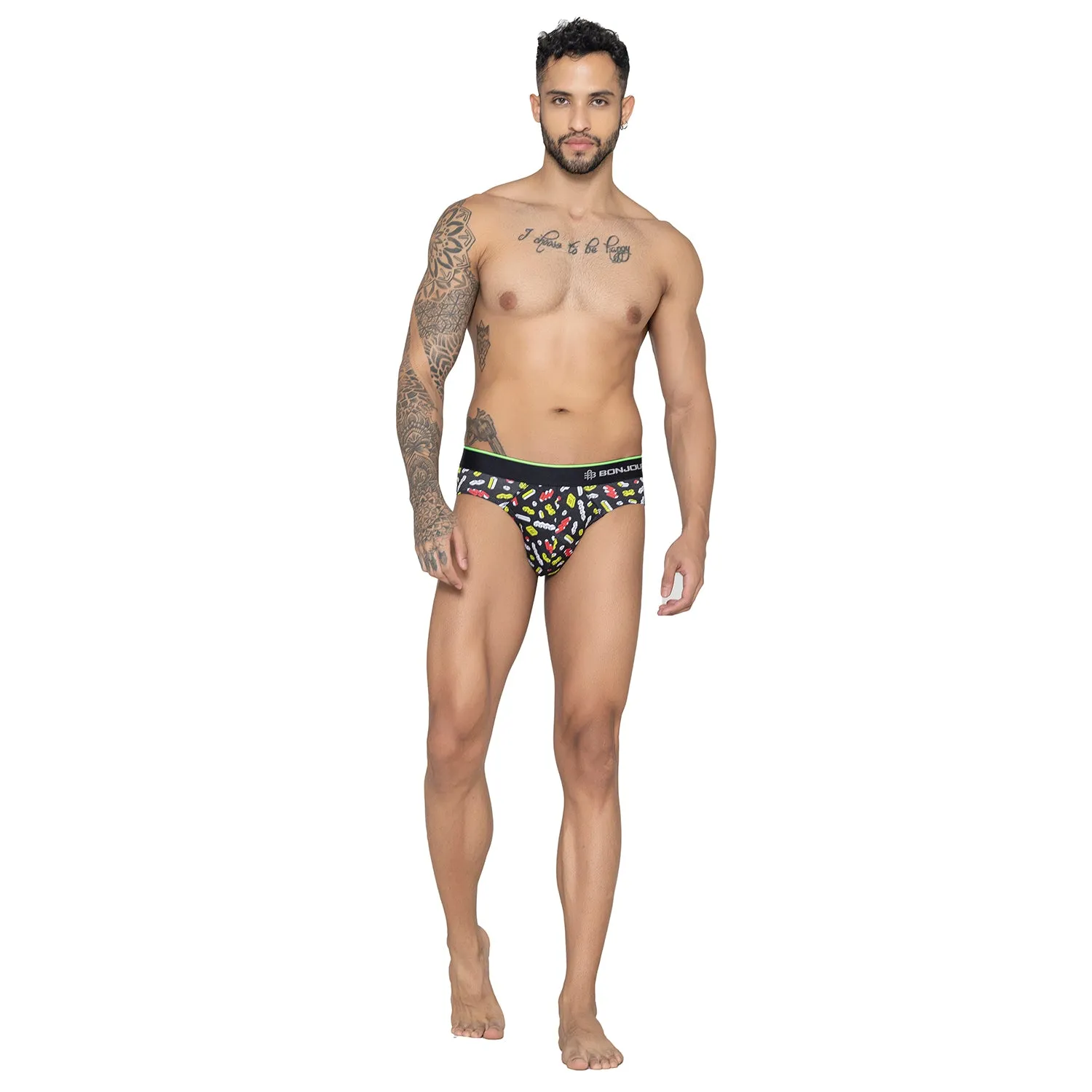 Men's Multicolor Supersoft Printed Modal Cotton Briefs - Single Pack| Black