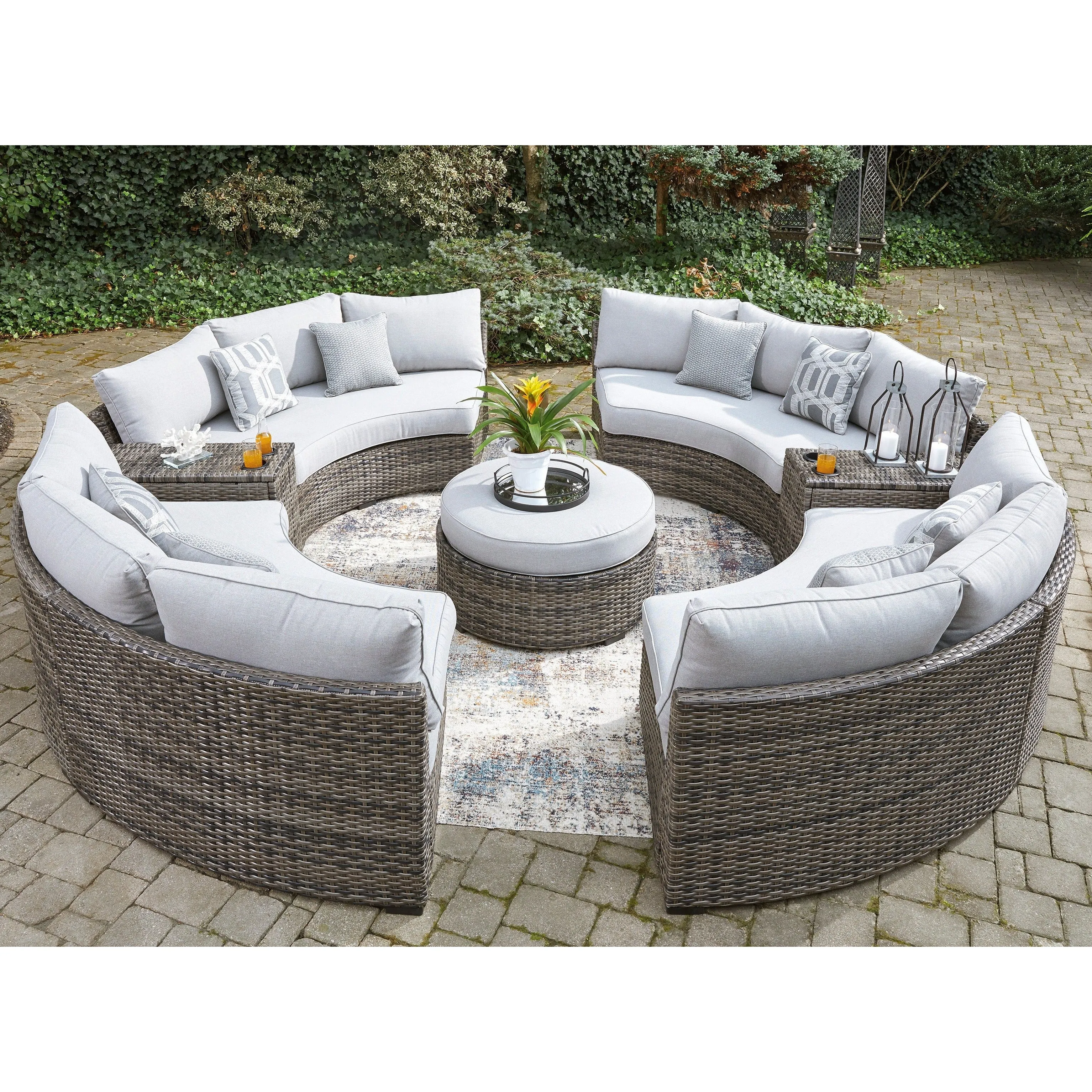 Montauk Curve Half Moon 3pc Sectional Set - With Outdoor High Performance Cushions