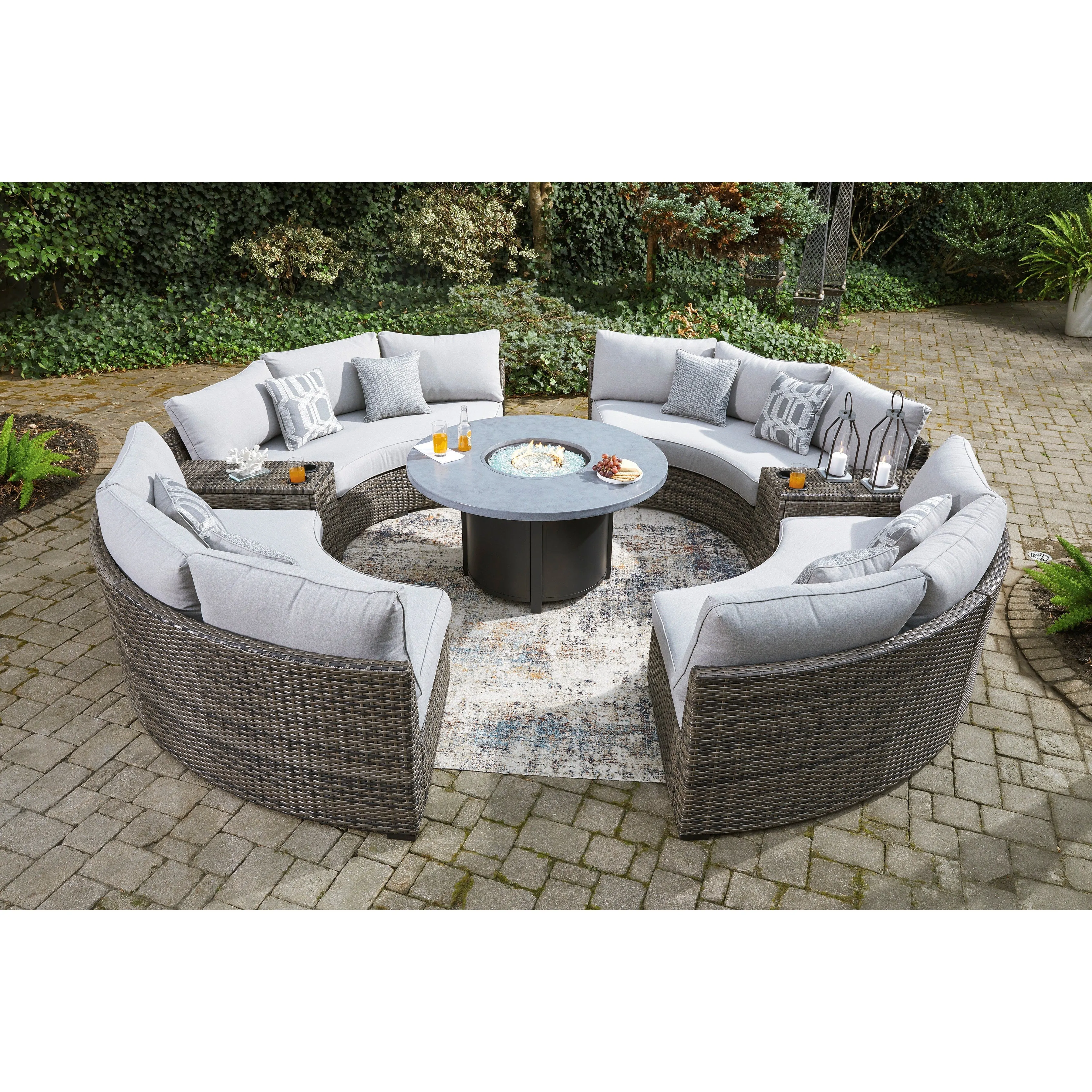 Montauk Curve Half Moon 3pc Sectional Set - With Outdoor High Performance Cushions