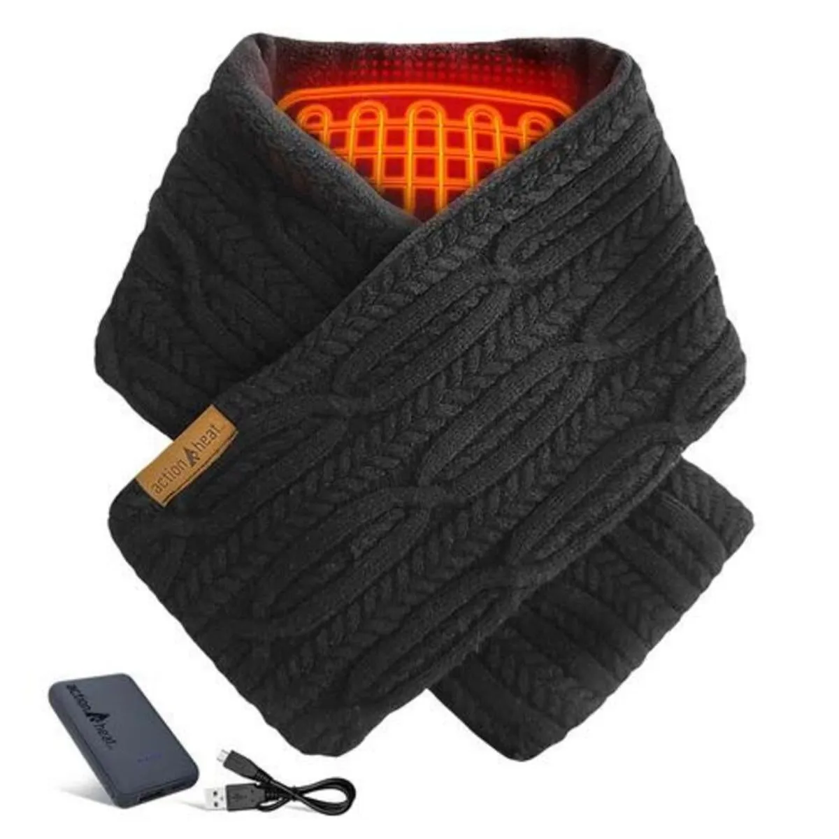 Open Box ActionHeat 7V Battery Heated Cable Knit Wrap Scarf