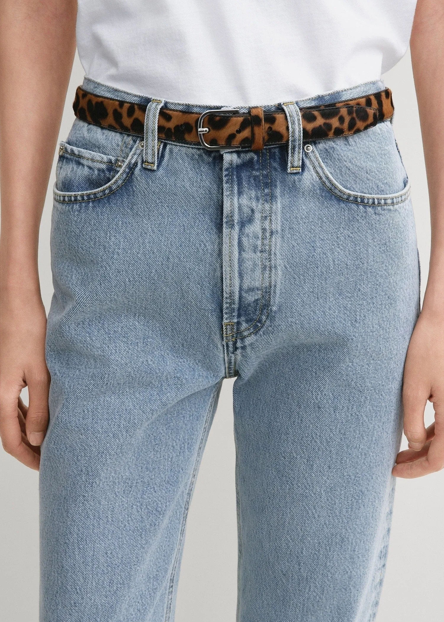 Pony hair belt leopard