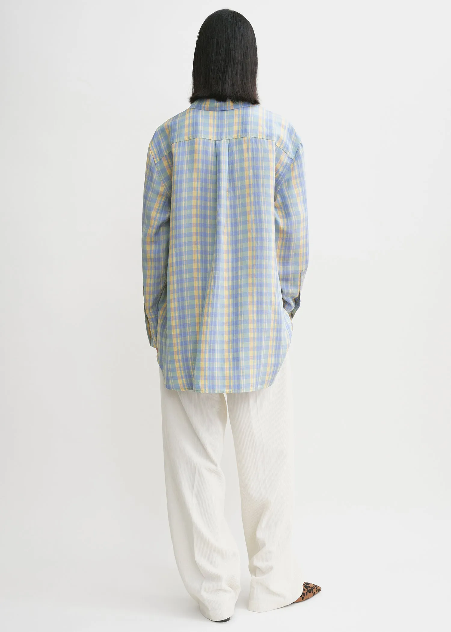 Relaxed linen-blend shirt madras check