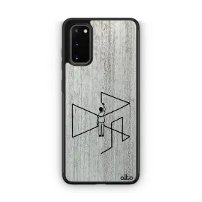 Samsung S22, S21, S20 FE Wooden Case - Outside the Box Design | Whitewash Mahognay | Lightweight, Hand Crafted, Carved Phone Case