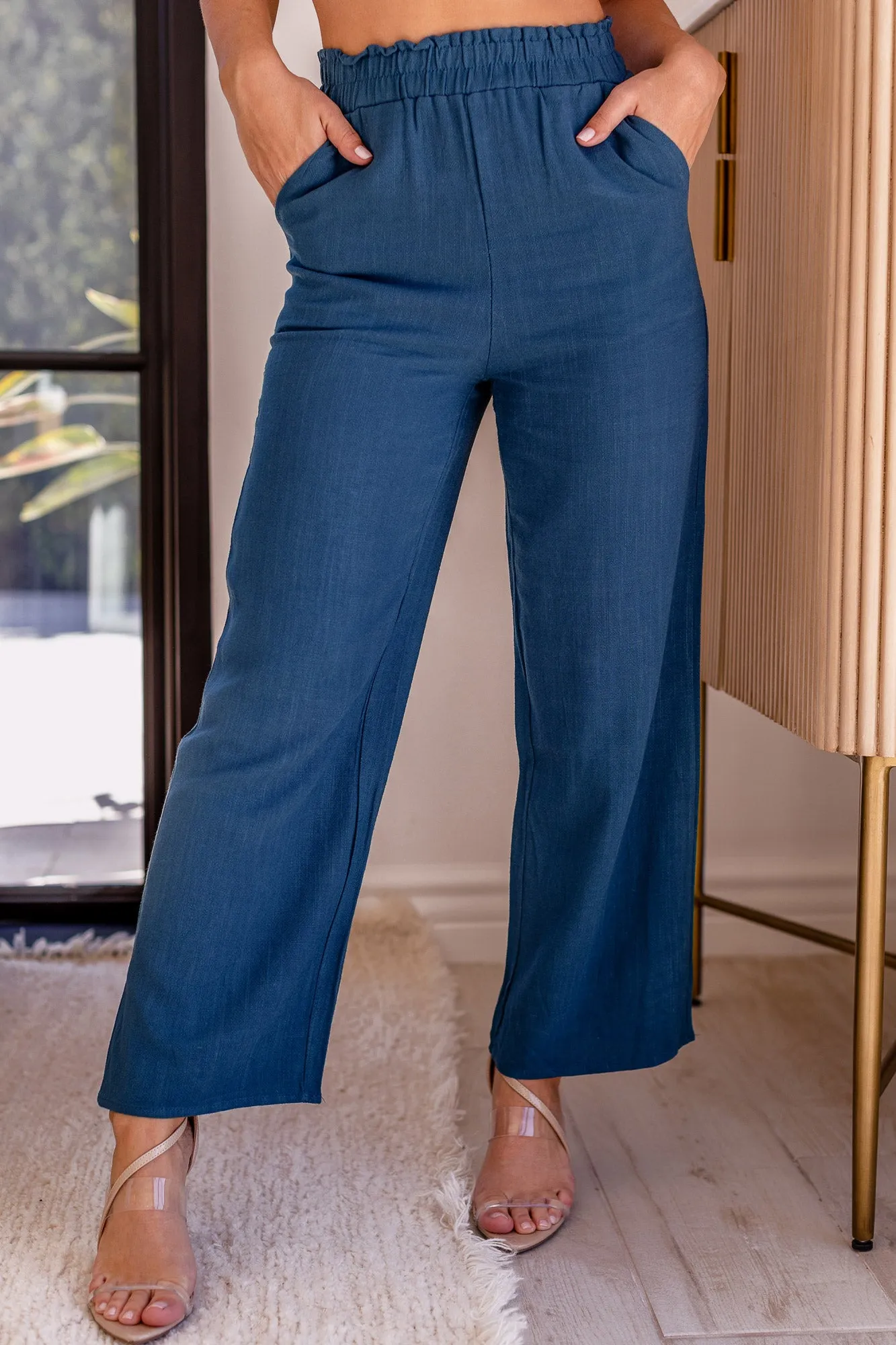 Slow Down Navy Wide Leg Pants