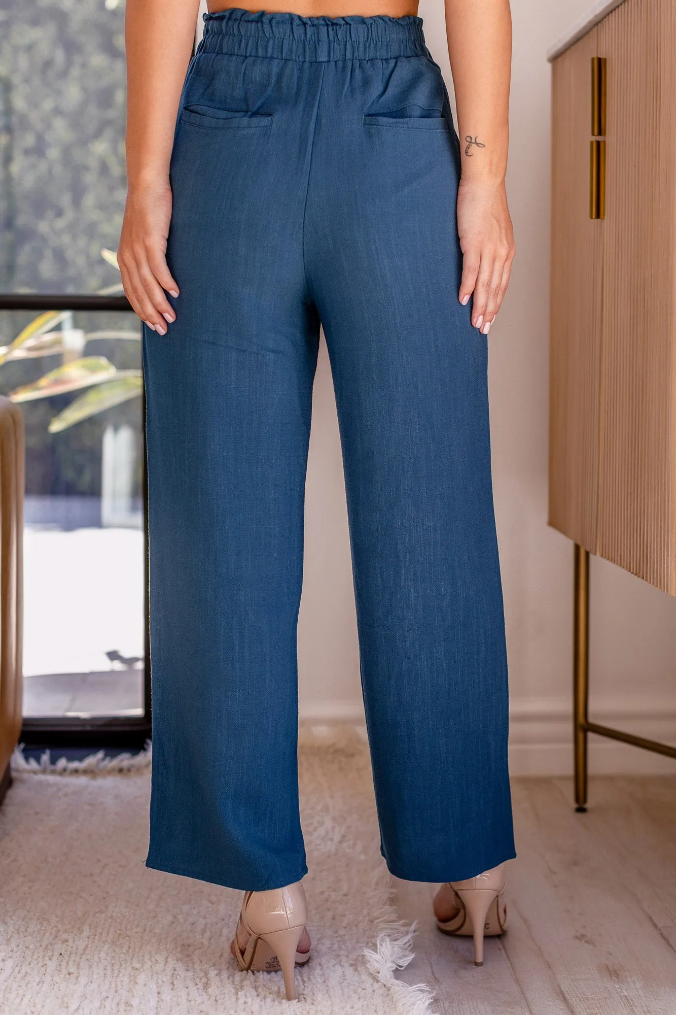 Slow Down Navy Wide Leg Pants