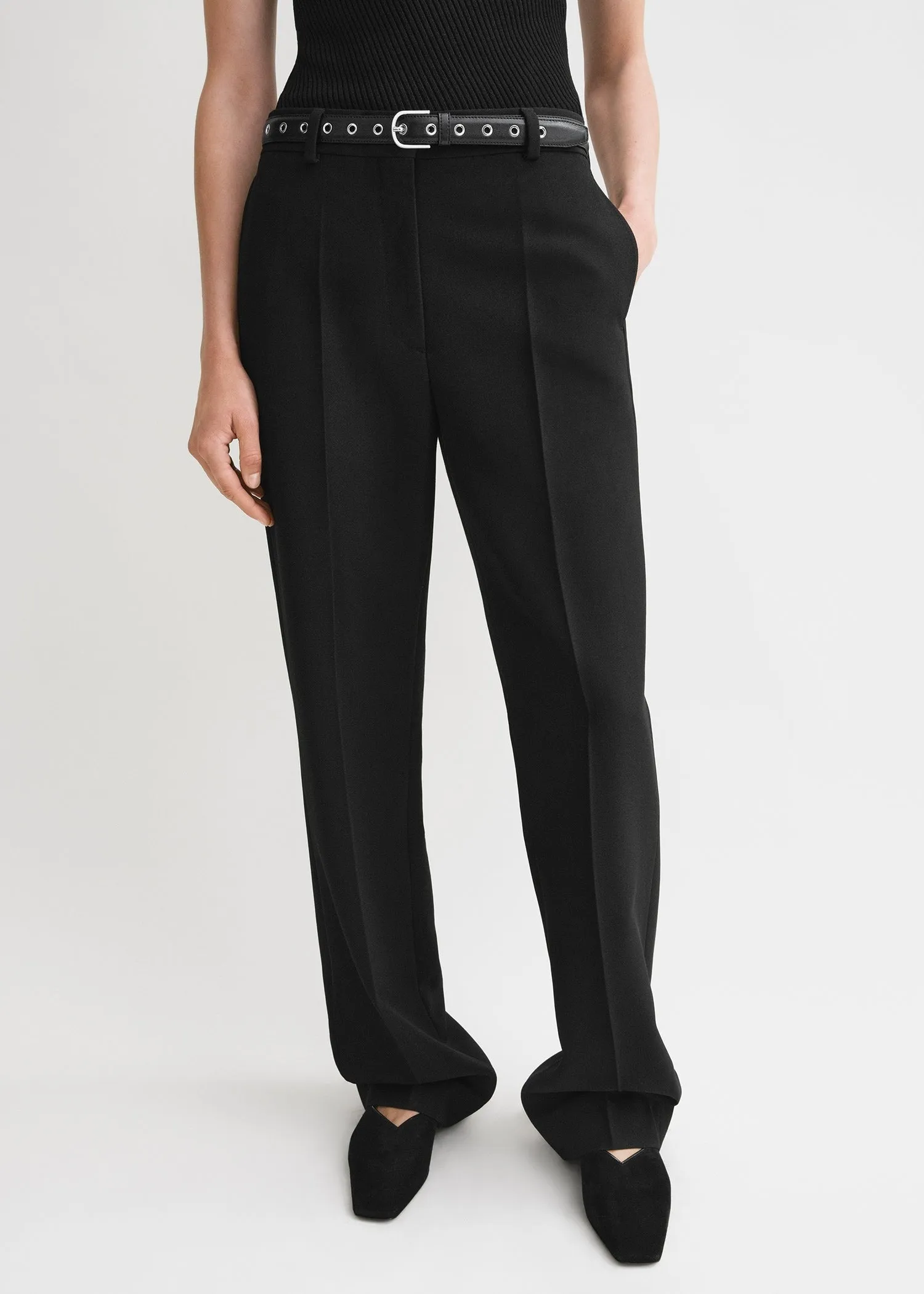 Straight tailored trousers black