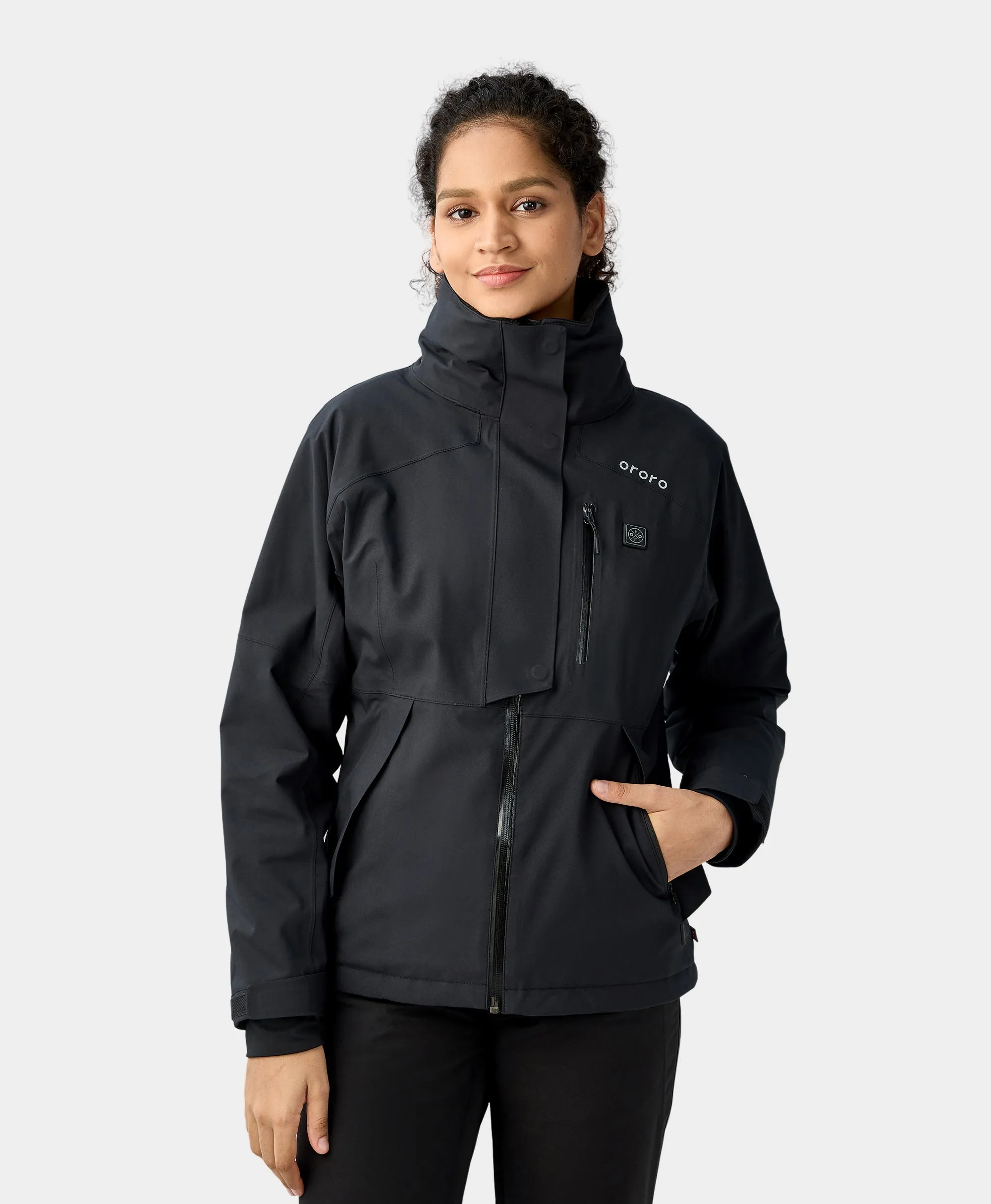 Women's Waterproof Heated Ski Jacket - Black/Blue (Apparel Only)